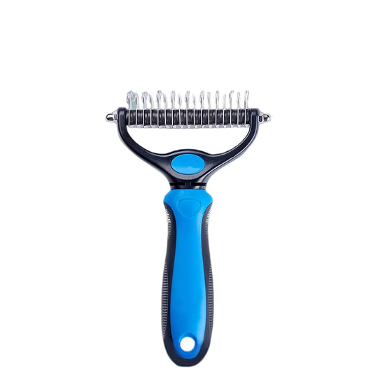 Ultimate Pet Deshedding Brush - Double-Sided Undercoat Rake for Dogs & Cats, Extra Wide Dematting & Grooming Tool