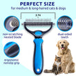 Ultimate Pet Deshedding Brush - Double-Sided Undercoat Rake for Dogs & Cats, Extra Wide Dematting & Grooming Tool