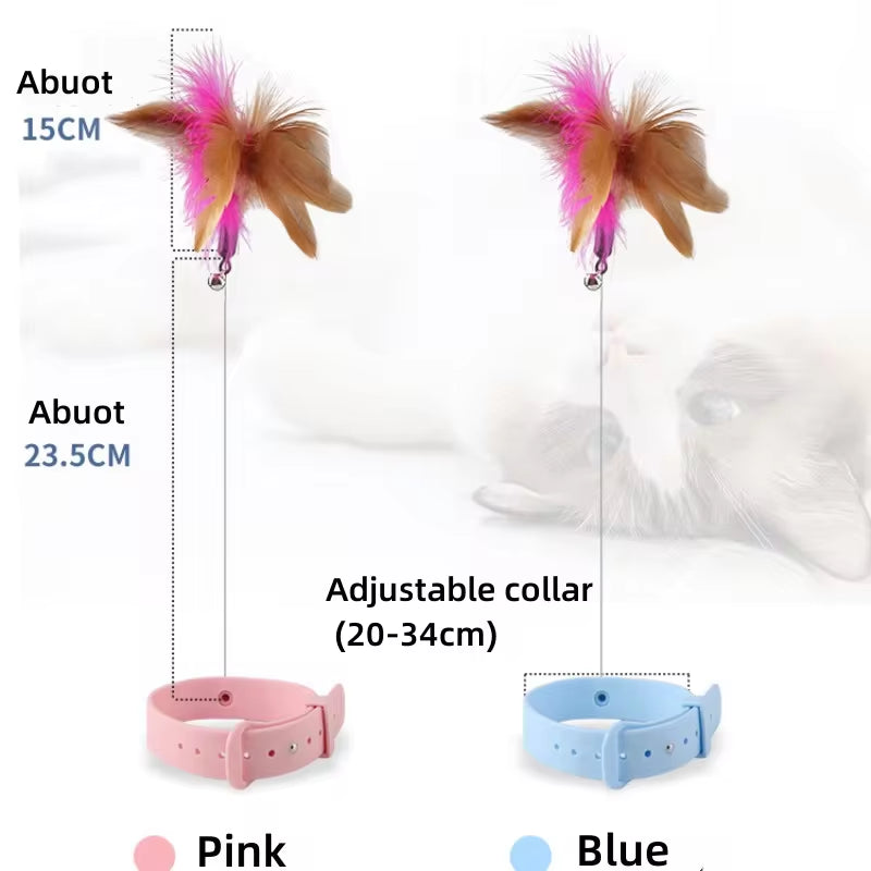 Interactive Cat Toys Funny Feather Teaser Stick with Bell Pets Collar Kitten Playing Teaser Wand Training Toys for Cats Supplies