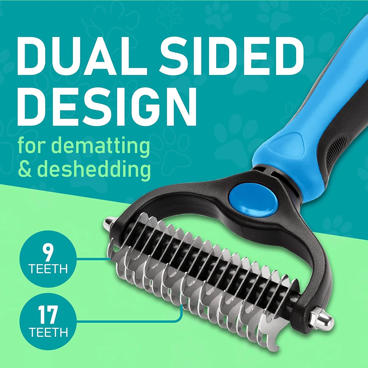 Ultimate Pet Deshedding Brush - Double-Sided Undercoat Rake for Dogs & Cats, Extra Wide Dematting & Grooming Tool